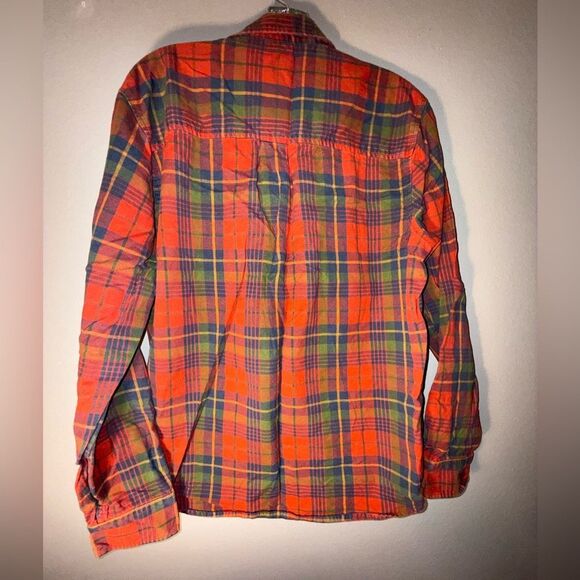 REI Cooperative Red/Orange and Green Plaid Casual Button Down Long Sleeve Shirt - Picture 9 of 9